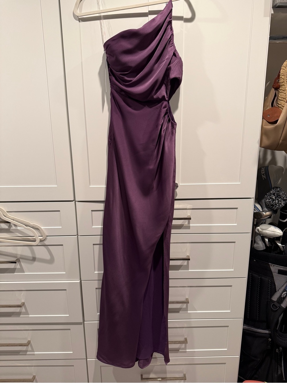 Princess Polly Purple One-Shoulder Evening Gown with Side Cut Out